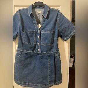Ava & Viv 1X Blue Denim Romper Skort